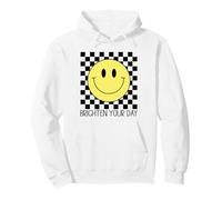 Cara Feliz Linda Sonrisa Retro a Cuadros Sonriente Cara Positiva Sudadera con Capucha