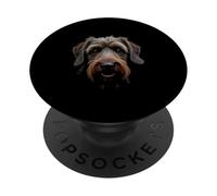 Cara Griffon de perro de pelo duro de pelo duro negro PopSockets PopGrip Adhesivo