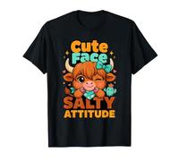 Cara Linda Actitud Salada esponjosa Vaca de Las Tierras Altas Camiseta