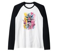 Cara Loca Doble Paz Graffiti Retrato Pop Arte Gráfico Camiseta Manga Raglan