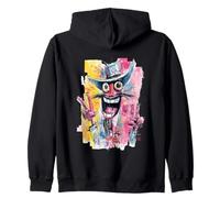 Cara Loca Doble Paz Graffiti Retrato Pop Arte Gráfico Sudadera con Capucha