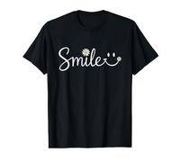 Cara Sonriente Retro con Margarita Flor Cita Positiva Verano Camiseta gráfica económica