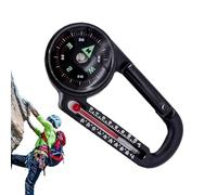 Carabiner Compass - 7.5x3.7x1.1cm Aluminum Alloy Pocket Survival Tool, Ball Compass | Multifunctional 3 in 1 Outdoor Navigation Device with Temperature Gauge, For Hiking Backpacking Camping