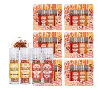CARACHO Juego de 6 molinillos de chile, paquete de 6 unidades, Super hot Vol. 2, juego especial de chile picante, juego de regalo para hombres y mujeres y amantes del afilado