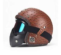 CARACHOME Casco De Motocross Hombre Y Mujer con Máscara Desmontable para Gafas, Casco Moto Vintage Resistente Al Viento Y A Prueba De Arena, Casco Integral para Patinete Electrico Scooter,Brown,XL
