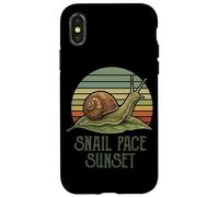 Caracol Pace Puesta del Sol Retro Vintage Slow Life Introvertido Arte Carcasa para iPhone X/XS
