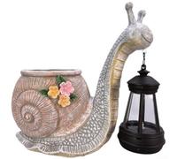 Caracol Resina Solar con LED para Jardín 21.5cm Caracol Resina(Gray)