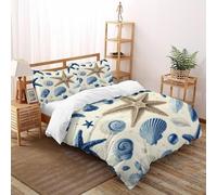 Caracola Estrella de mar Funda Nórdica Algodon 3 Piezas 3D Estampado Ocean Marine Animals con Cremallera Y Funda De Almohada Double（200x200cm） Microfibra Juego De Cama para
