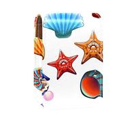 Caracola, perla, caballito de mar, estrella de mar, soporte para lápiz labial, mini caja de almacenamiento portátil para lápiz labial, estuche organizador de labios de viaje con espejo para mujer, Varios colores, 9.5x2x7 cm/3.7x0.8x2.7 in