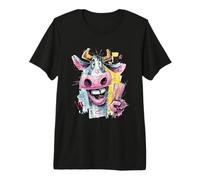 Carácter De Caricatura Vaca Paz Graffiti Pop Carácter Arte Camiseta Premium