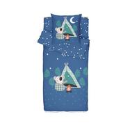 Caradou - Ropa de Cama para niños, 4 Piezas, Incluye edredón, 90 x 190 cm, algodón, Color Azul