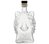 Carafe En Verre - Bouteille De Bière En Verre En Forme De Tête De Loup, Distributeur De Bouchons De Bouteilles De Whisky, Carafe Au Design Animalier Artistique, À Vin Amusante | Verseur D'alcoo