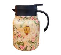 Carafe For Hot Liquids, 1000ml Floral Pitcher, 316 Stainless Steel Construction, PP Insulated Pot With Infuser, Elegant Design For Home Or, Heat Retention For Brewing, 16.5x11cm