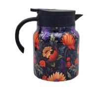 Carafe Hot Liquids - Floral Tea Kettle Stainless Steel, 6.5x4.33 Inches Insulated Tea Pot with Infuser for Family Friends Home Kitchen Coffee Teas Brewing and Serving Hot Beverages Safely