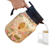 Carafe Hot Liquids - Floral Tea Kettle Stainless Steel, 6.5x4.33 Inches Insulated Tea Pot with Infuser for Family Friends Home Kitchen Coffee Teas Brewing and Serving Hot Beverages Safely