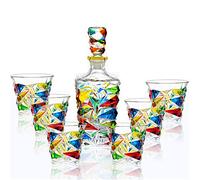 Carafe red Wine Decanter Liquor Set and Glasses Crystal 750ml with 4× 300ml Tumblers