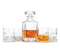 Carafe red Wine Decanter Set, Premium 750 ml Crystal with 4 × 300 Glasses, Rock Barware for Party and Home Bar