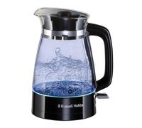 Carafe Style 26080 - Hervidor eléctrico inalámbrico de vidrio de 1,7 L con mango negro, tapa y base e iluminación interna azul (ebullición rápida, 3 KW, filtro antiincrustación, tapa extraíble