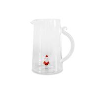Caraffa In Vetro Con Deco Interno H20 1.5l Babbo Natale