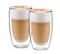 GLASWERK - Vasos de Café de Latte Macchiato XXL (2 x 430 ml), Tazas Café Cristal Doble Pared de Borosilicato, Tazas Café Grandes, Vasos Térmicos aptos Lavavajillas, Juego de 2 tazas