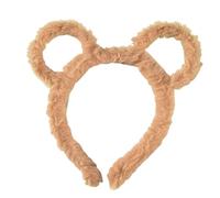 caralin Diadema de felpa gruesa para mujer, diseño de orejas de oso redondas, color marrón