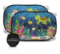 CARAMAZ Parasol Coche bebé con protección UV 48 x 30 cm con Ventosa - Protección del Sol y el Calor, Parasol Coche Infantil con ventosas y Bolsa de Transporte