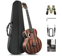 Caramel Ukelele barítono de madera de ébano de 30 pulgadas, pantalla LCD a color, kit de ukelele eléctrico, kit de ukelele hawaiano para principiantes, paquete de iniciación, bolsa de concierto,