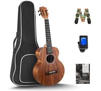 Caramel Ukelele de concierto, CC207-23 pulgadas KOA de madera de acacia para adultos, kit de principiantes con cuerda de carbono, sintonizador digital, correa