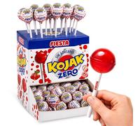 Caramelo con Palo sabor cereza SIN Azucar, Caramelo SIN Relleno de Chicle, Apto para veganos, sin gluten, sin huevo y sin lactosa es completamente apto para celíacos, 1 caja de 140 unidades