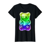 Caramelo de Oso de Goma arcoíris Camiseta gráfica económica, Mujer, Negro, XL
