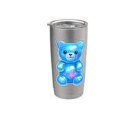 Caramelo de oso de goma azul lindo Vaso térmico de acero inoxidable de doble pared