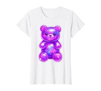 Caramelo de Oso de Goma púrpura Lindo Camiseta gráfica económica, Mujer, Blanco, M