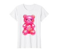 Caramelo de Oso de Goma Rosa Lindo Camiseta gráfica económica, Mujer, Blanco, XS