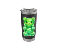 Caramelo de oso de goma verde lindo Vaso térmico de acero inoxidable de doble pared
