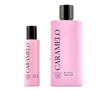 CARAMELO - Fruity Velvet Promoción 100 + 30 ml, Colonia Mujer, Pack 2 Productos, Perfume Formato Spray, Eau de Toilette Natural y Femenina, Aroma Frutal Floral Ambarado, Fragancia Fresca, Elegante