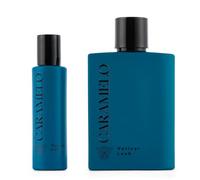 CARAMELO - Vetiver Lush Promoción 100 + 30 ml, Colonia Hombre, Pack 2 Productos, Perfume Formato Spray, Eau de Toilette Natural y Masculina, Aroma Aromático Fougére, Fragancia Fresca, Elegante
