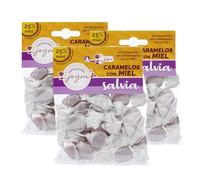 Caramelos. 11 Sabores con 25% Miel Española y Extracto de Plantas. Caramelos Miel - Premium, 100% Naturales, Suaves para la Garganta. Elaborados en España. (3x100gr. Salvia)
