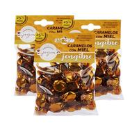 Caramelos. 11 Sabores con 25% Miel Española y Extracto de Plantas. Caramelos Miel - Premium, 100% Naturales, Suaves para la Garganta. Elaborados en España. (3x100gr. Jengibre)