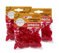 Caramelos. 11 Sabores con 25% Miel Española y Extracto de Plantas. Caramelos Miel - Premium, 100% Naturales, Suaves para la Garganta. Elaborados en España. (3x100gr. Romero)