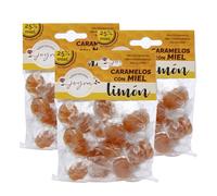 Caramelos. 11 Sabores con 25% Miel Española y Extracto de Plantas. Caramelos Miel - Premium, 100% Naturales, Suaves para la Garganta. Elaborados en España. (3x100gr. Limón)