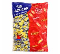 Caramelos ácidos de Limón Sin Azúcar - Gajos de limón - 100% Sin Azúcar y bajo en calorías - Bolsa de 1 KG - Sin Gluten - Caramelos Santos