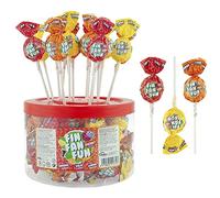 Caramelos Cerdán - Caramelo con Palo FIN FAN FUN | Naranja, Limón y Cola Relleno de Soda | Caramelo Duro Sin Gluten ni Alérgenos | Tarro de 45 Unidades | Ideal para San Valentin y Cumpleaños