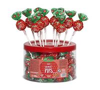 Caramelos Cerdán - Caramelo con Palo Sabor Fresa Sweet Pips | Tarro de 45 Unidades | Caramelo Duro Relleno de Chicle y con Pepitas Sin Gluten ni Alérgenos | Ideal para San Valentin y Cumpleaños