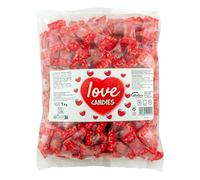 Caramelos Cerdán - Caramelos con Forma de Corazón Love | 333 uds - 1 Kg | Packaging Moderno | Sabor Cereza | Caramelo Sin Gluten ni Alérgenos | Ideal para San Valentín, Fiestas, y Cumpleaños