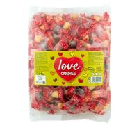 Caramelos Cerdán - Caramelos con Forma de Corazón Love | 333 Uds - Bolsa 1Kg| Sabores Surtidos | Caramelo Sin Gluten ni Alérgenos | Ideal para San Valentín, Fiestas, y Cumpleaños