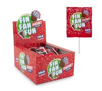 Caramelos Cerdán - Piruleta 3D FIN FAN FUN Sabor Cola Relleno de Soda | 100 Unidades | Caramelo Duro Relleno de Pica-Pica Sin Gluten ni Alérgenos | Ideal para San Valentin, Fiestas y Cumpleaños