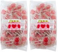 Caramelos Cerdán - Piruletas Corazón Serie Oro Sabor Cereza | Bolsa de 100 Uds | Caramelo Duro con Palo Sin Gluten ni Alérgenos | Ideal para Fiestas, San Valentín y Cumpleaños (Paquete de 2)
