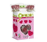 Caramelos Cerdán - Piruletas Corazón Serie Oro Sabor Cereza | Estuche de 110 Unidades | Caramelo Duro con Palo Sin Gluten ni Alérgenos | Ideal para Fiestas, Eventos y Cumpleaños