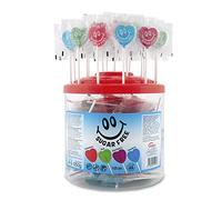 Caramelos Cerdán - Piruletas Corazón sin Azúcar Sabores Variados | Tarro de 125 Unidades | Caramelo Duro con Palo sin Gluten ni Alérgenos | Ideal para San Valentín y Cumpleaños