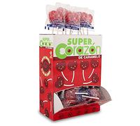 Caramelos Cerdán - Piruletas Gigantes Súper Corazón Sabor Cereza | Estuche de 80 Unidades | Caramelo Duro con Palo sin Gluten ni Alérgenos | Ideal para Fiestas, San Valentín y Cumpleaños